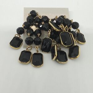 Black & Gold Beaded waterfall drop dangling statement earrings